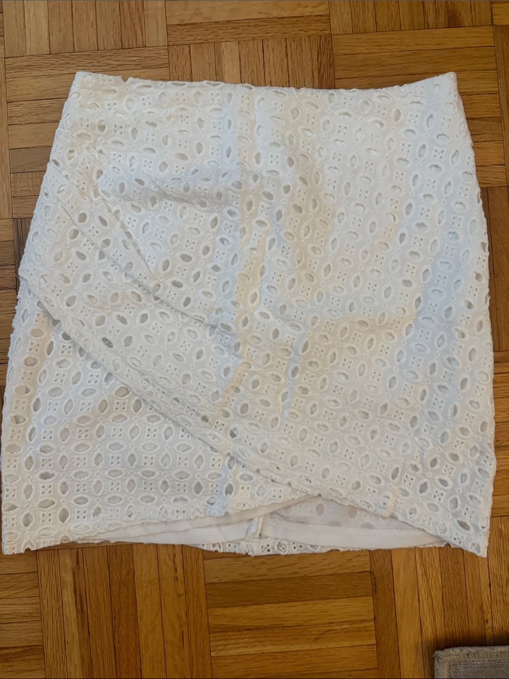 White Eyelet Wrap Mini Skirt